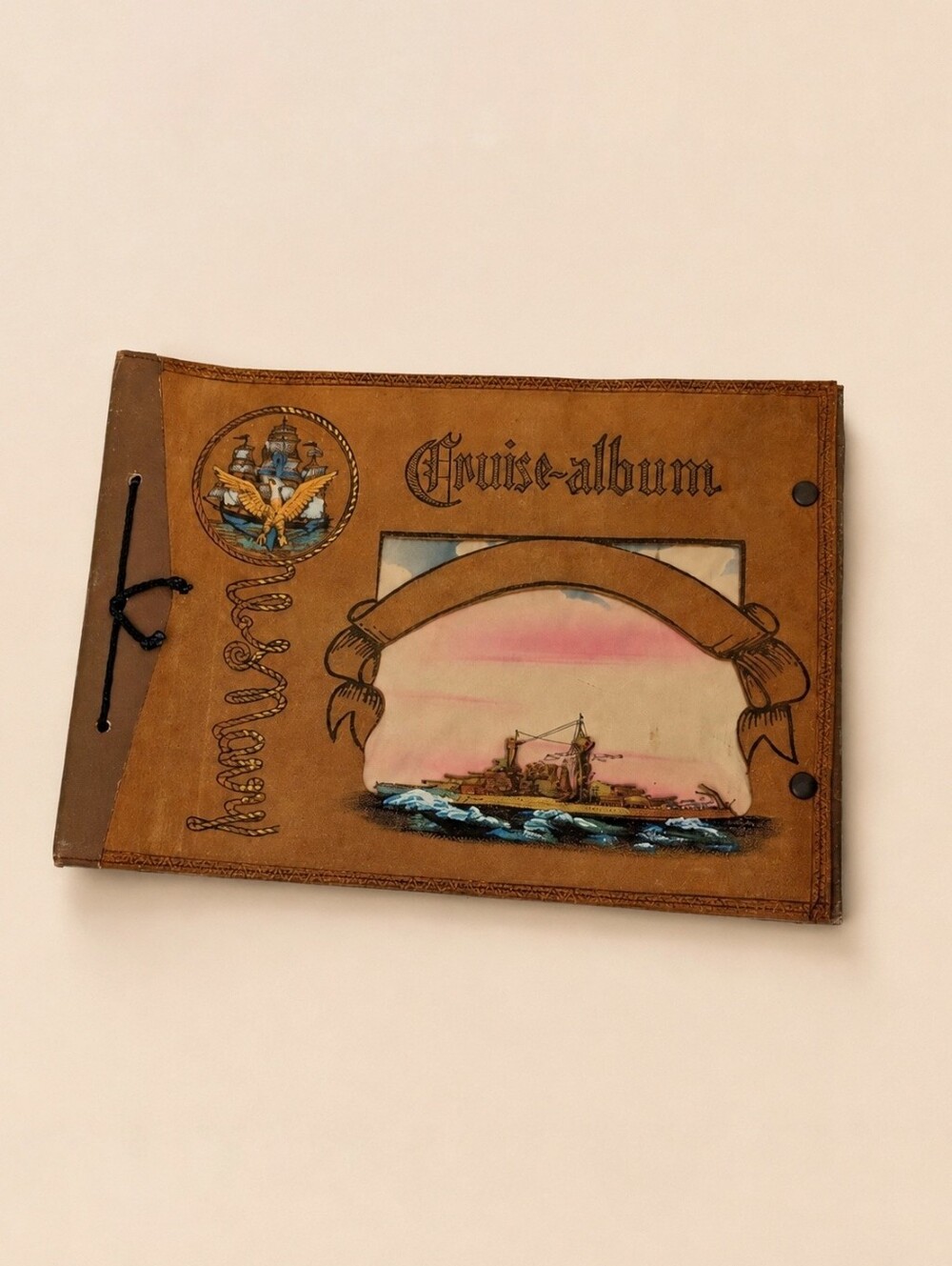 VINTAGE Suede Photo Album Book 1920 Leather Memory US Pre-WW2 Nostalgia